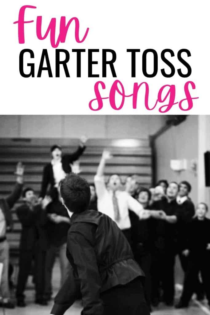 Fun Garter Toss Songs with photo of Groom throwing garter