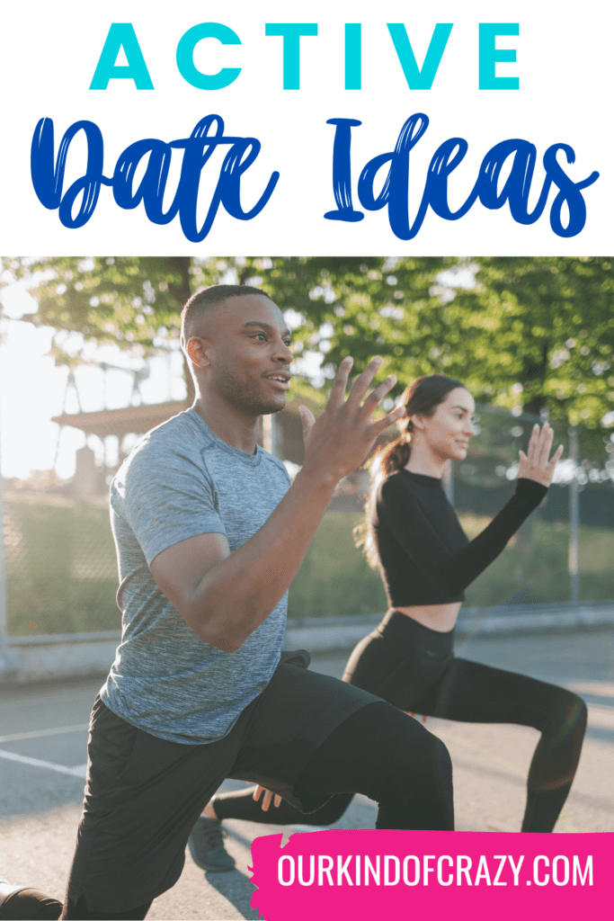 image reads "active date ideas" and shows a couple doing a workout in the park.