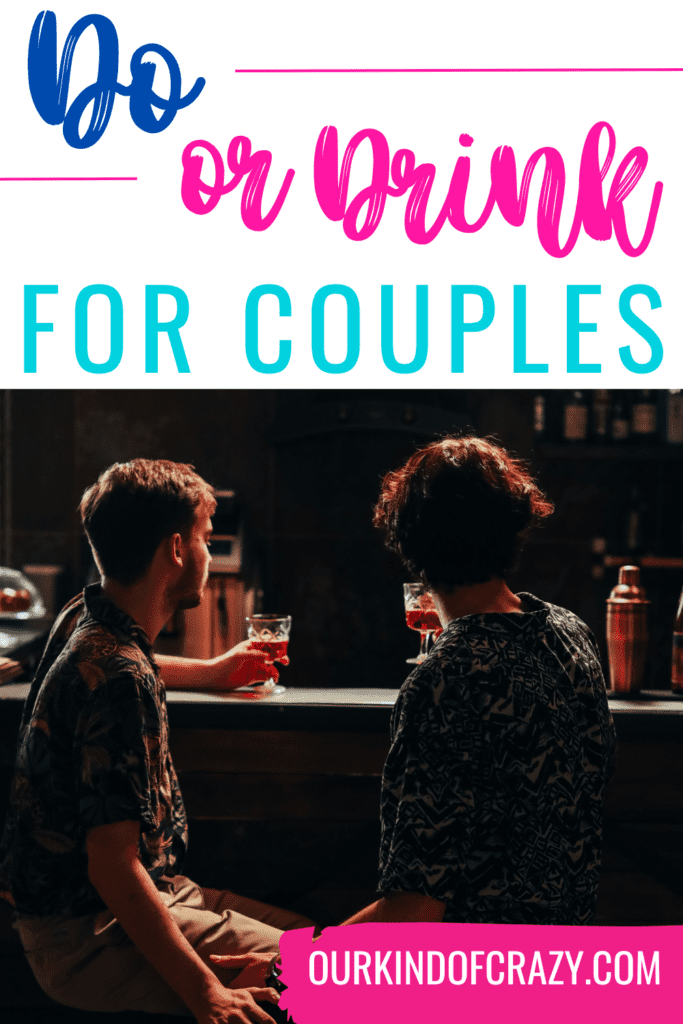 image reads "do or drink for couples" and shows a couple having drinks sitting at a bar.