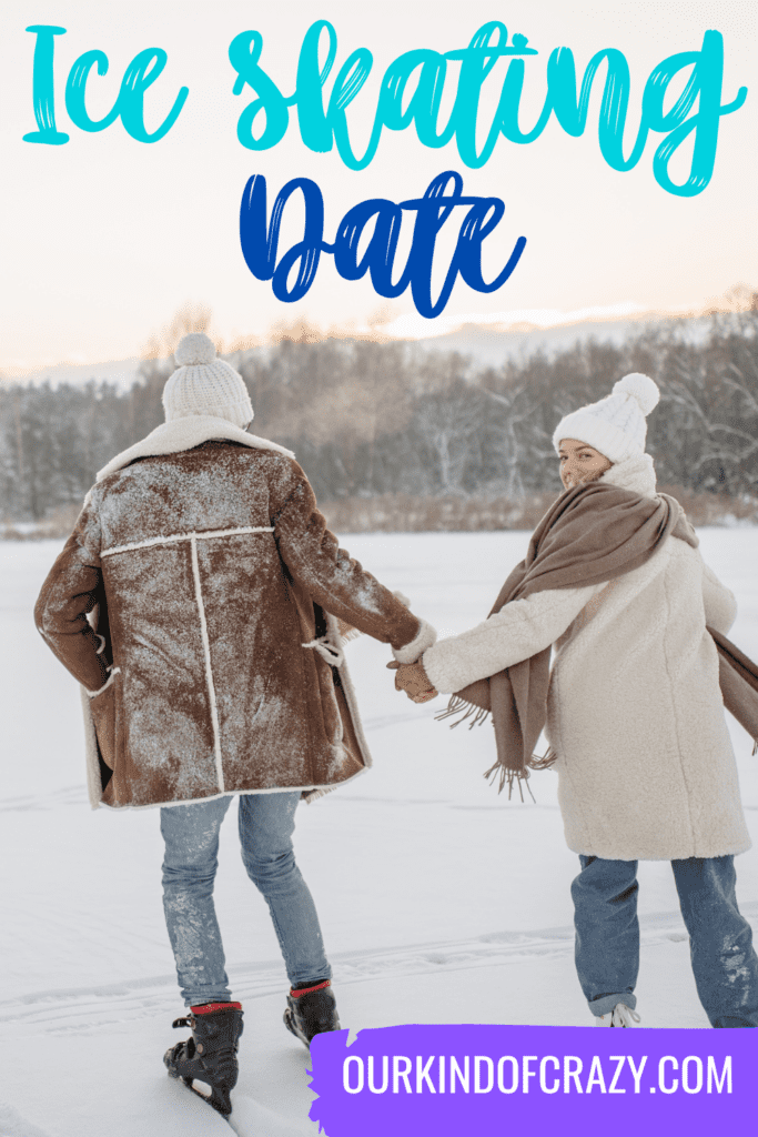 image reads "ice skating date" and shows a couple ice skating in winter clothes.
