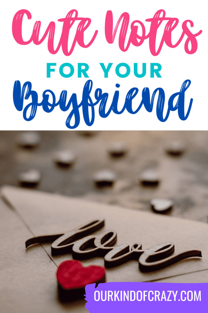 image reads "cute notes for your boyfriend" and shows a love letter on a table.